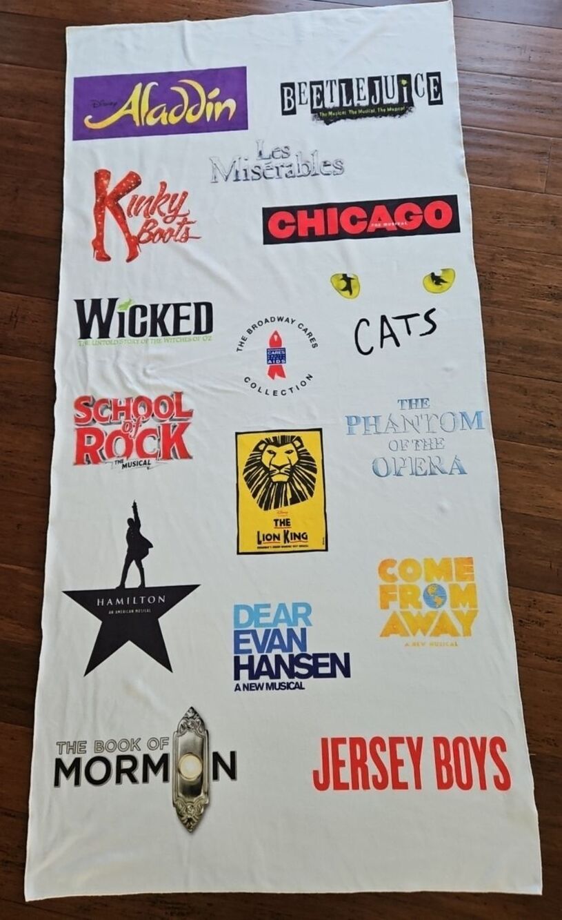 The Broadway Cares Collection Musical Beach Towel 15 Titles 35x70 Theatre